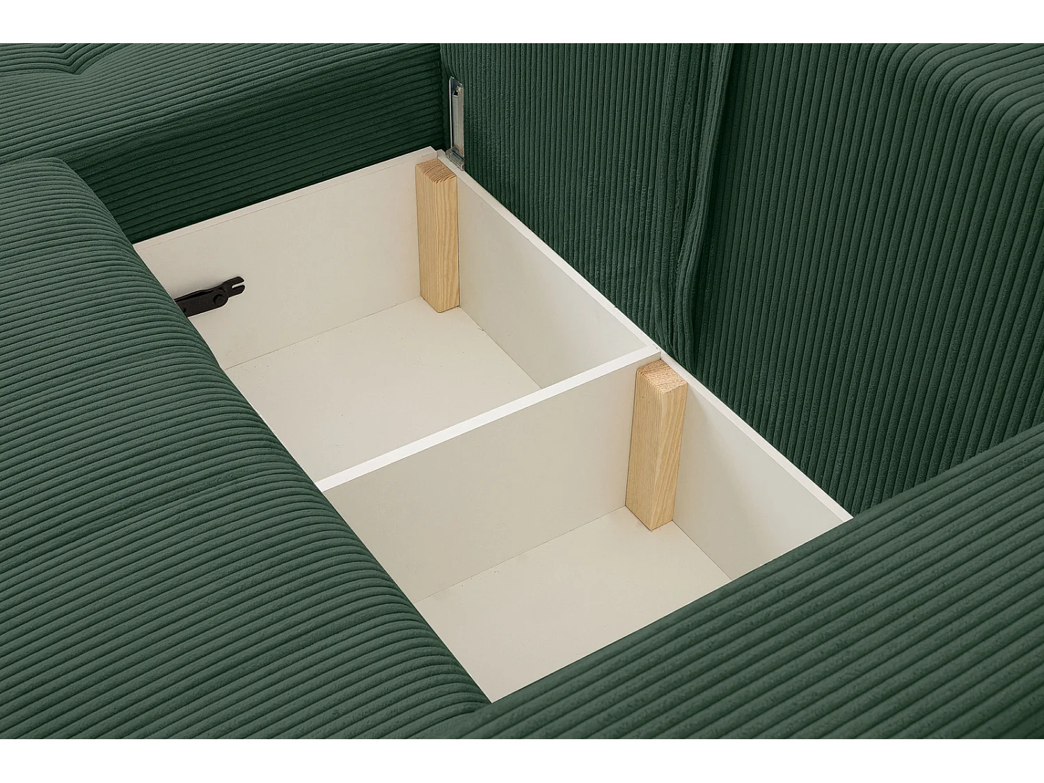 Ecksofa mit Schlaffunktion Palermo - Cord Flaschengrün Poso 14 - Bettkasten