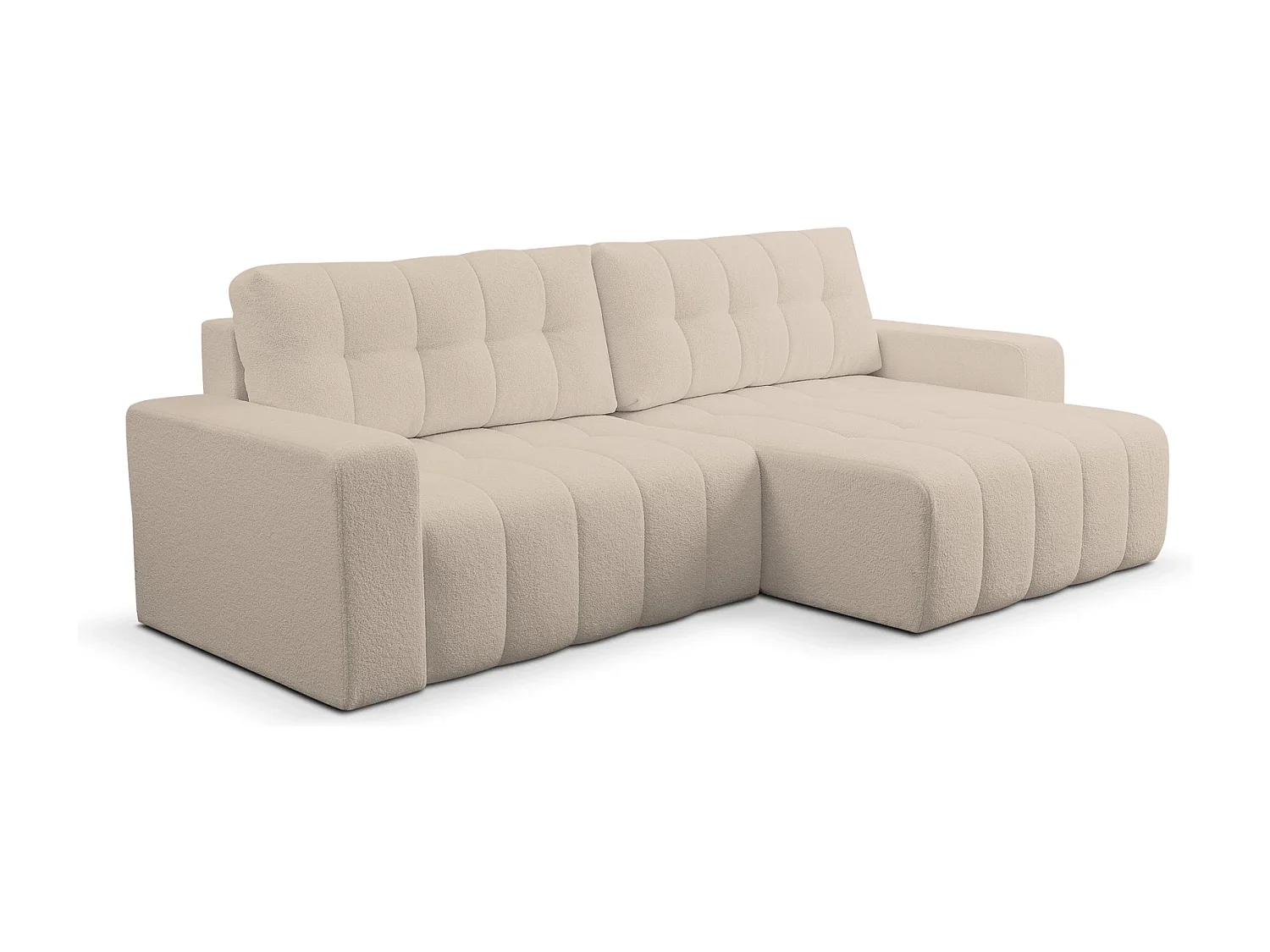 Hoekbank met Slaapfunctie Palermo - Stof Crème Bravo 02 - Opbergruimte