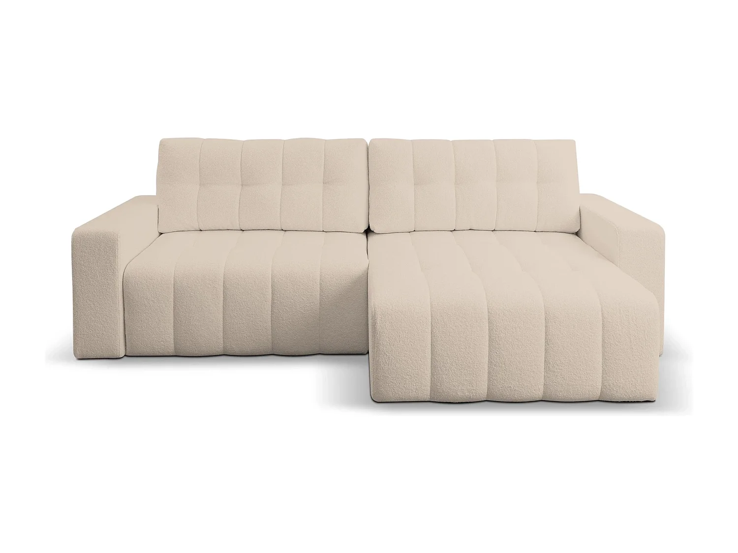 Hoekbank met Slaapfunctie Palermo - Stof Crème Bravo 02 - Opbergruimte