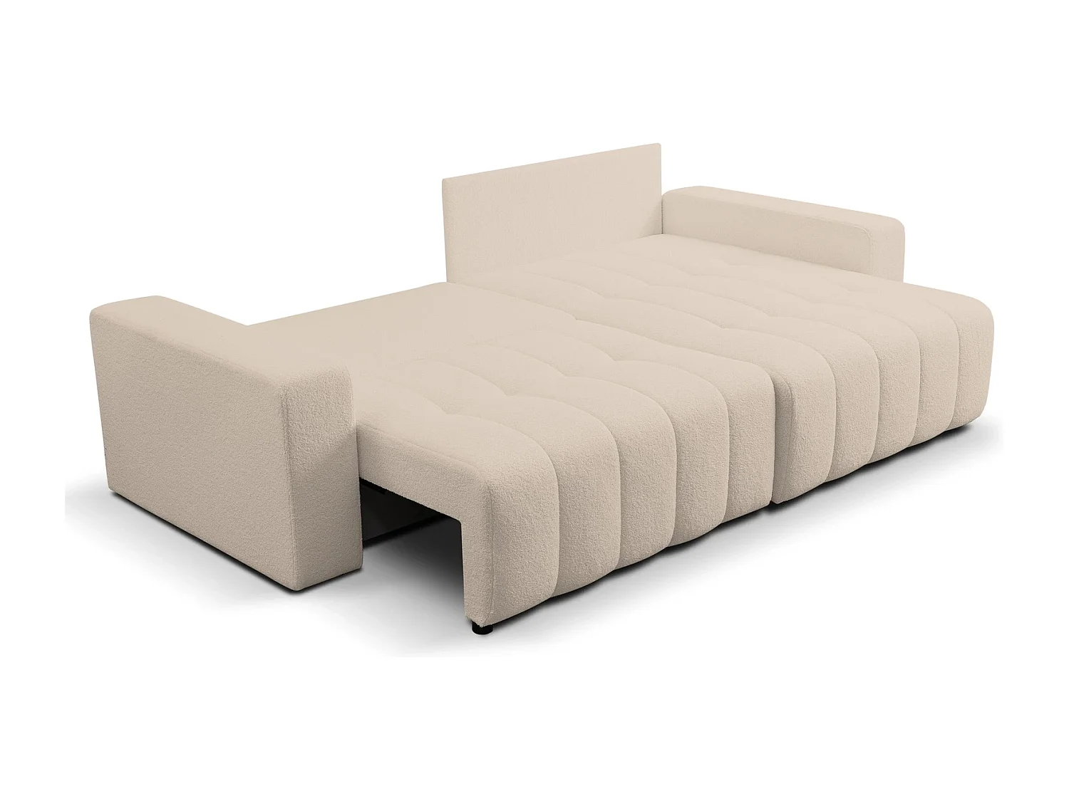 Hoekbank met Slaapfunctie Palermo - Stof Crème Bravo 02 - Opbergruimte