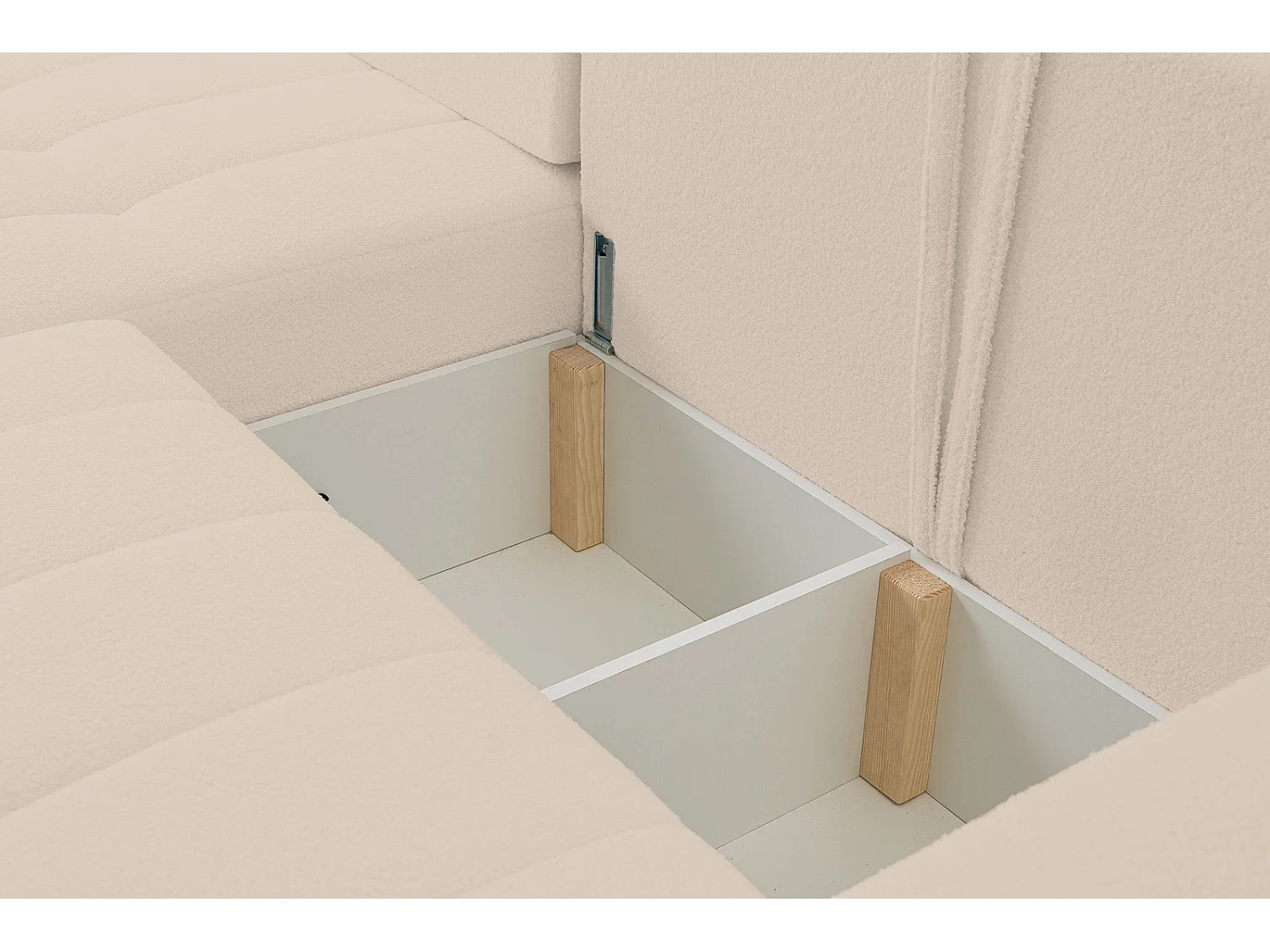 Hoekbank met Slaapfunctie Palermo - Stof Crème Bravo 02 - Opbergruimte