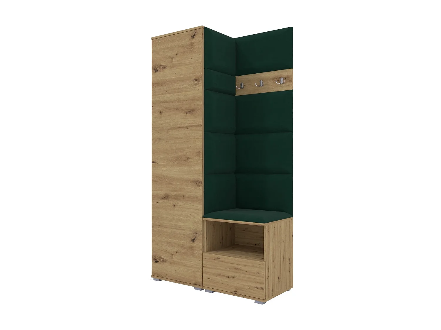 Garderobe Nela I - 100 cm - Eiche Artisan - Trinity 28 - Flaschengrün
