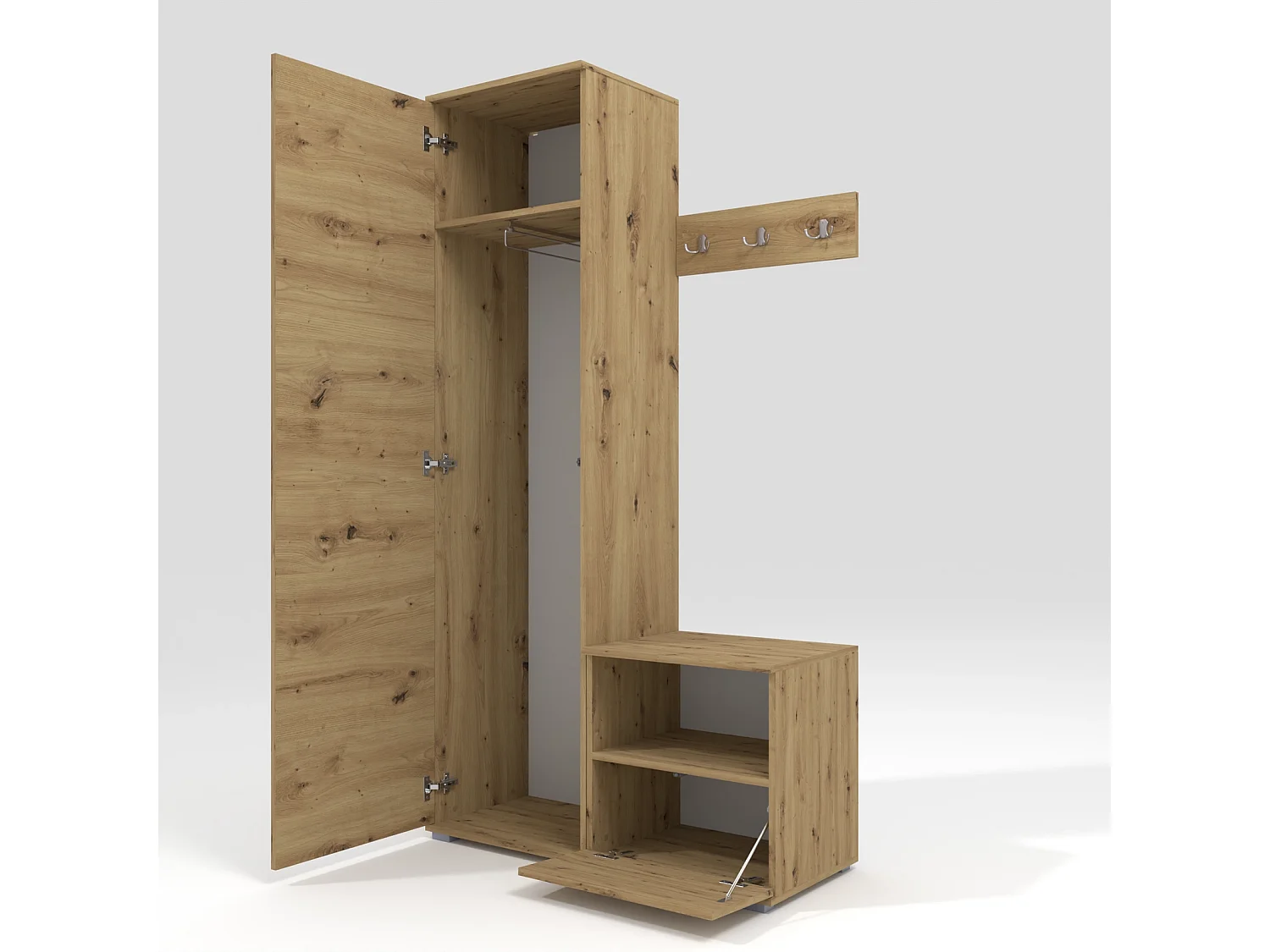 Garderobe Nela I - 100 cm - Eiche Artisan - Trinity 28 - Flaschengrün