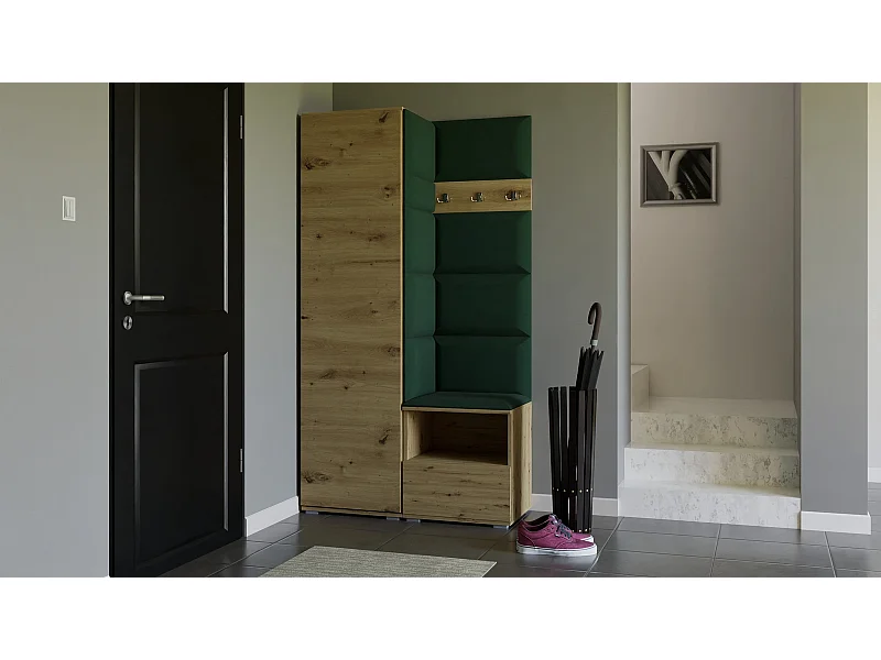 Garderobe Nela I - 100 cm - Eiche Artisan - Trinity 28 - Flaschengrün