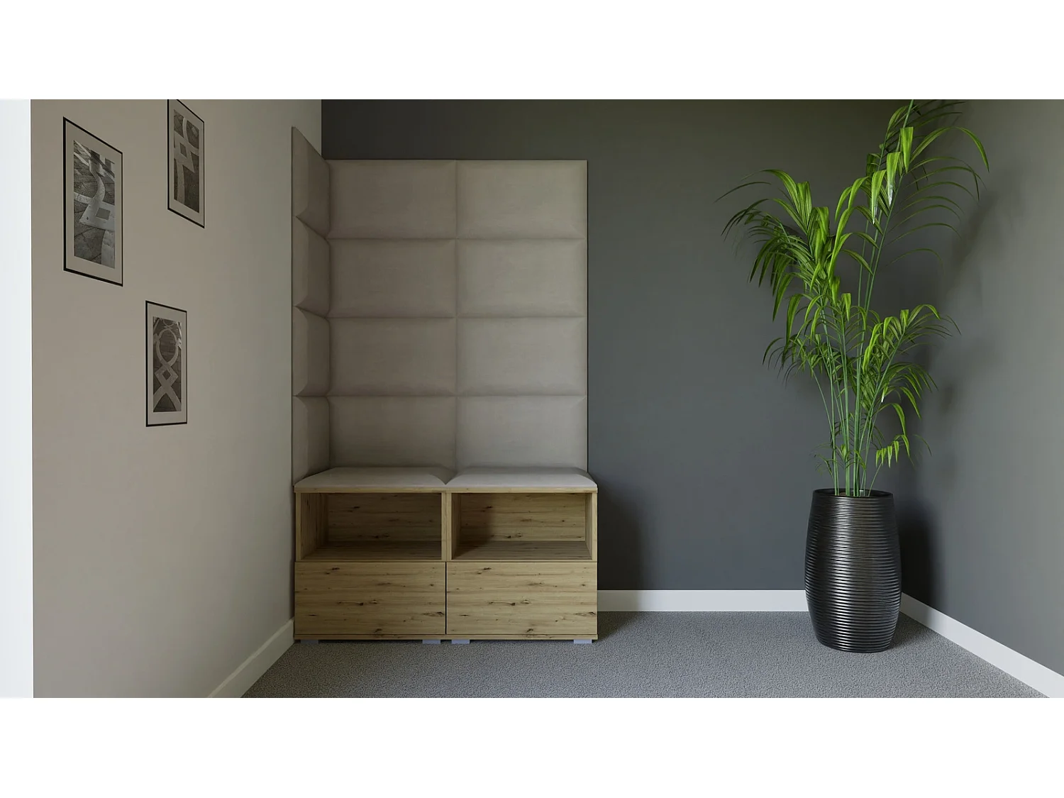 Garderobe Nela V - 100 cm - Eiche Artisan - Trinity 01 - Creme