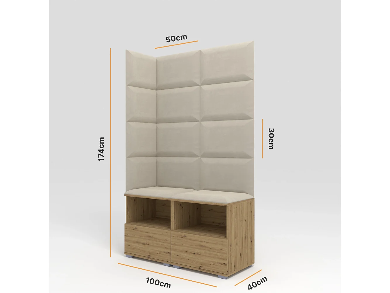 Garderobe Nela V - 100 cm - Eiche Artisan - Trinity 01 - Creme