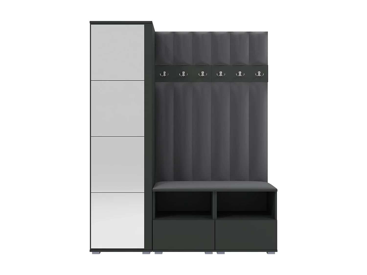 Halcombinatie Nela II LUX met spiegel - 150 cm - Grafiet - Trinity 15 - Donkergrijs