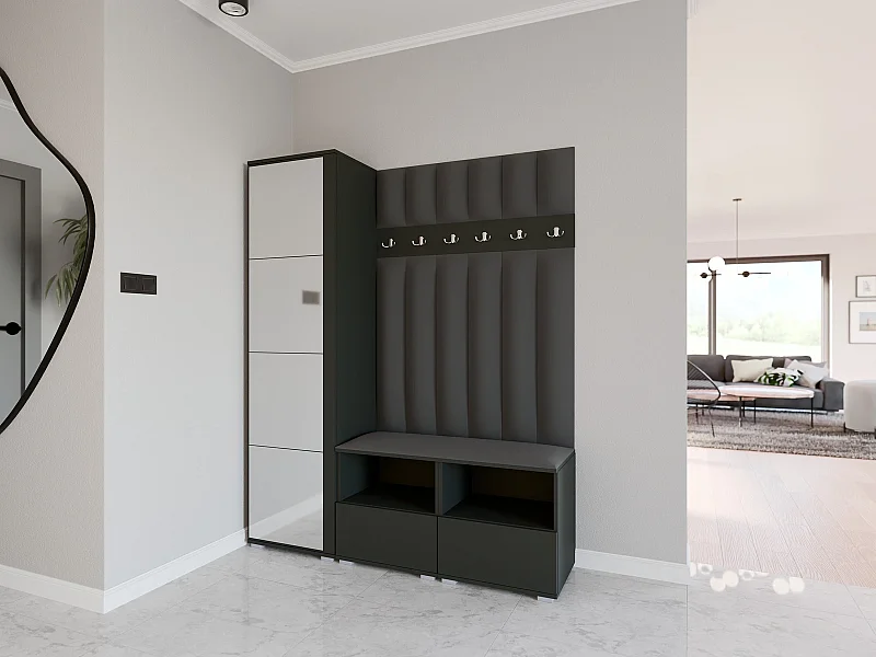 Halcombinatie Nela II LUX met spiegel - 150 cm - Grafiet - Trinity 15 - Donkergrijs