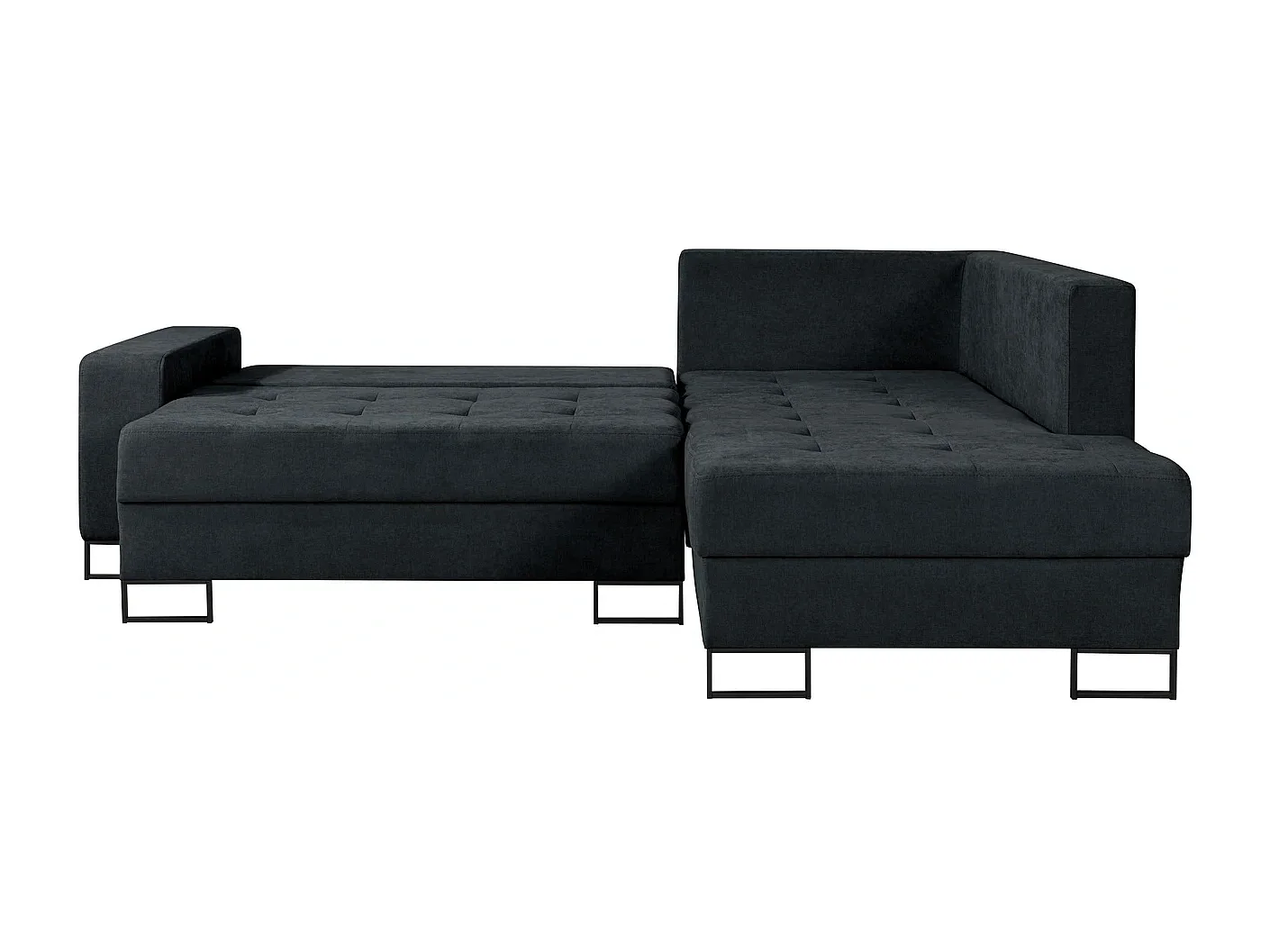 Ecksofa mit Schlaffunktion Rechts Trevi - Chenille Schwarz Wind 99 - Metallfüße