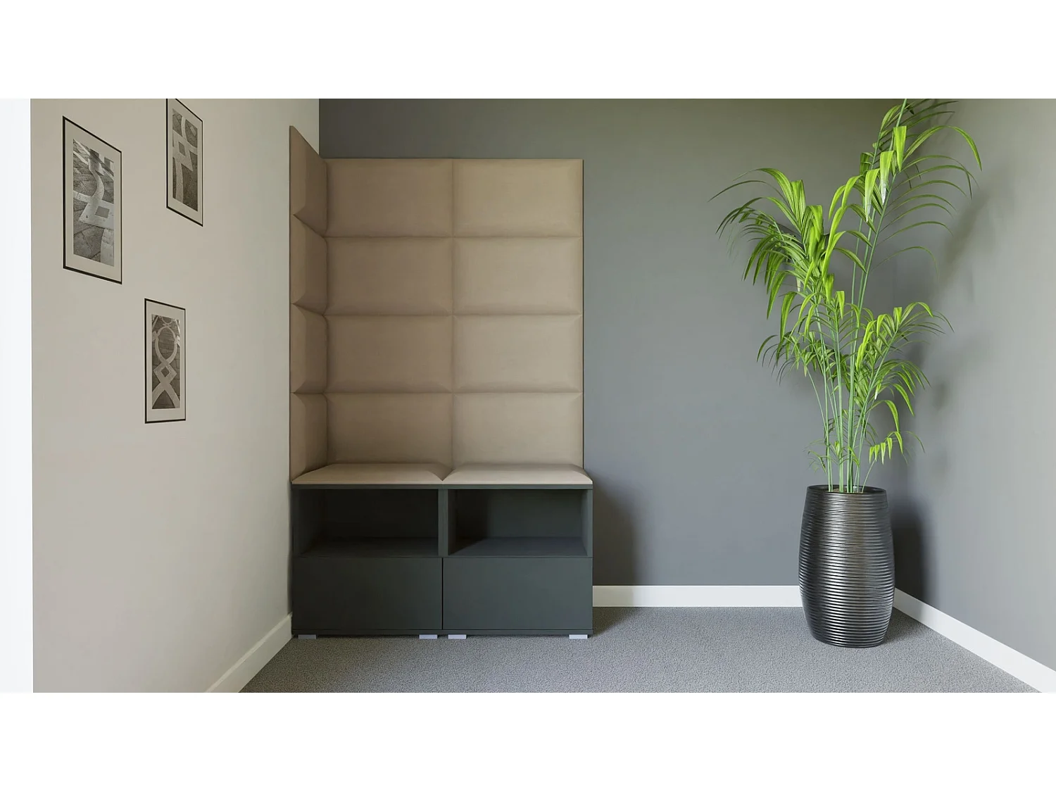 Vestiaire Nela V - 100 cm - Graphite - Trinity 04 - Beige