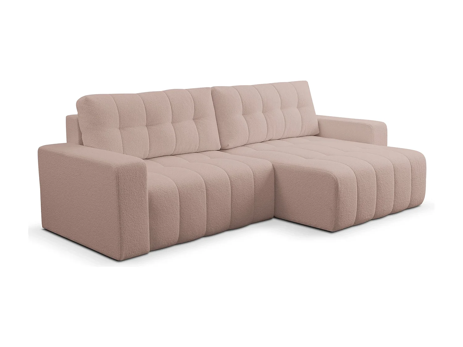 Hoekbank met Slaapfunctie Palermo - Stof Beige Bravo 28 - Opbergruimte