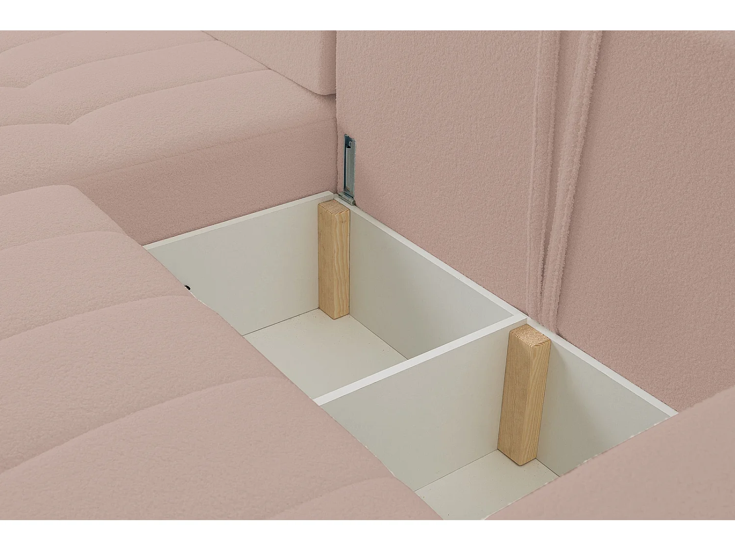 Hoekbank met Slaapfunctie Palermo - Stof Beige Bravo 28 - Opbergruimte