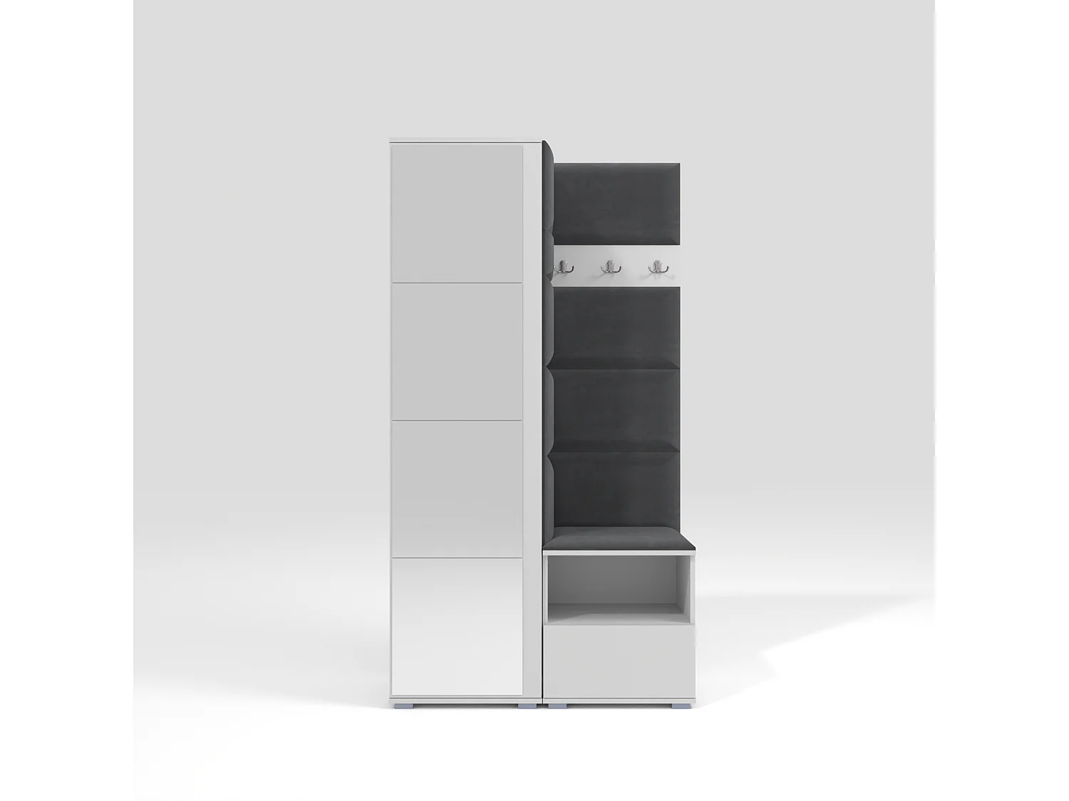 Garderobe Nela I mit Spiegel - 100 cm - Matt Weiß - Trinity 15 - Dunkelgrau