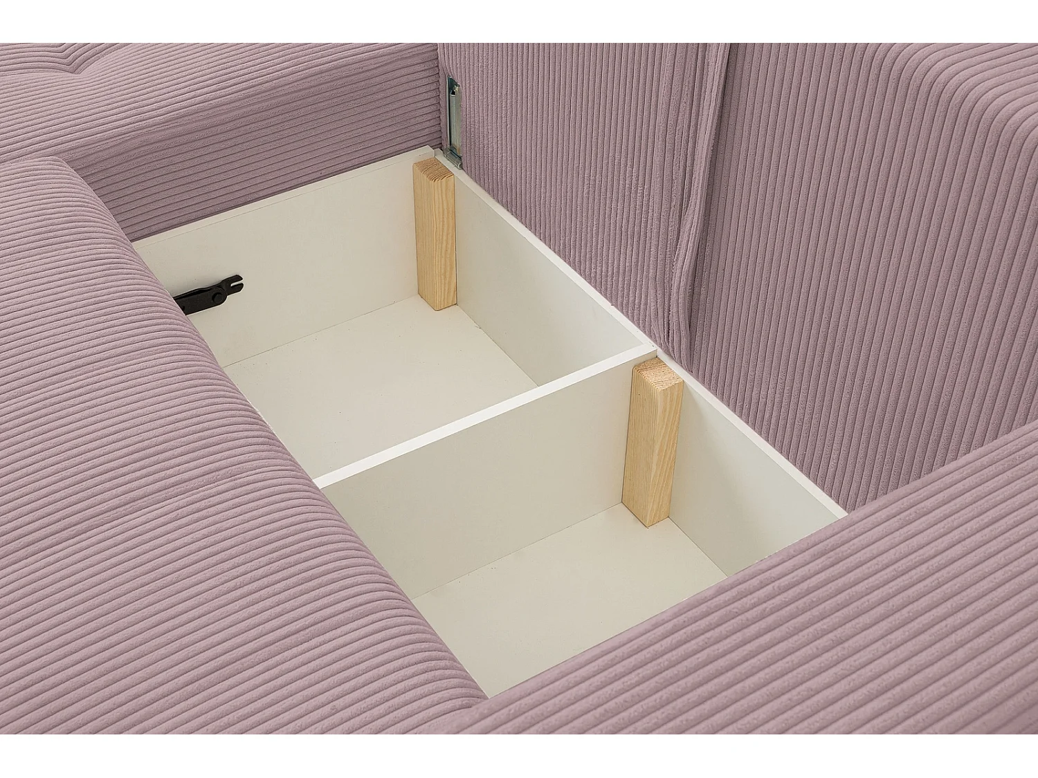 Ecksofa mit Schlaffunktion Palermo - Cord Flieder Poso 27 - Bettkasten