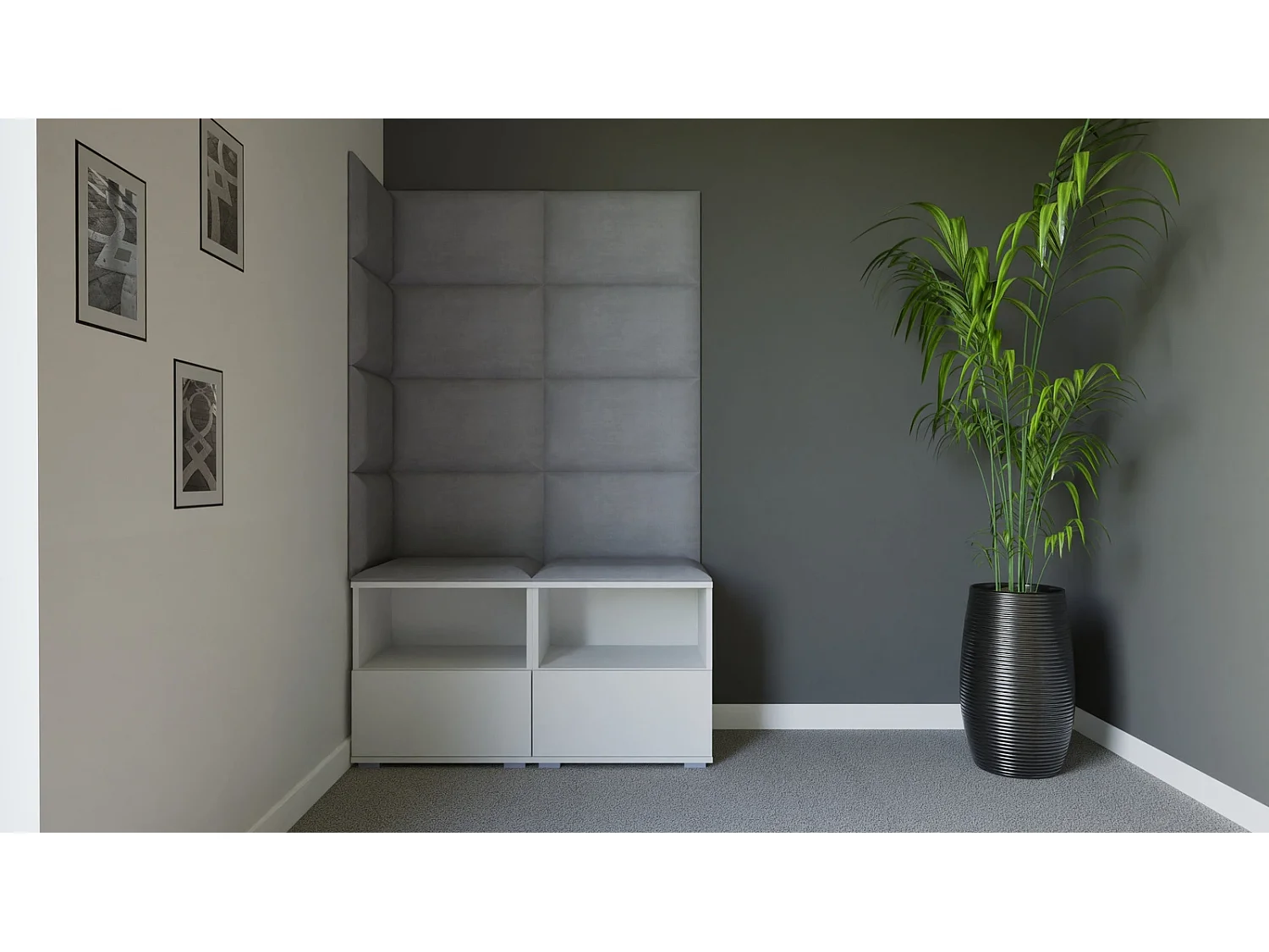 Vestiaire Nela V - 100 cm - Blanc Mat - Trinity 32 - Gris Clair