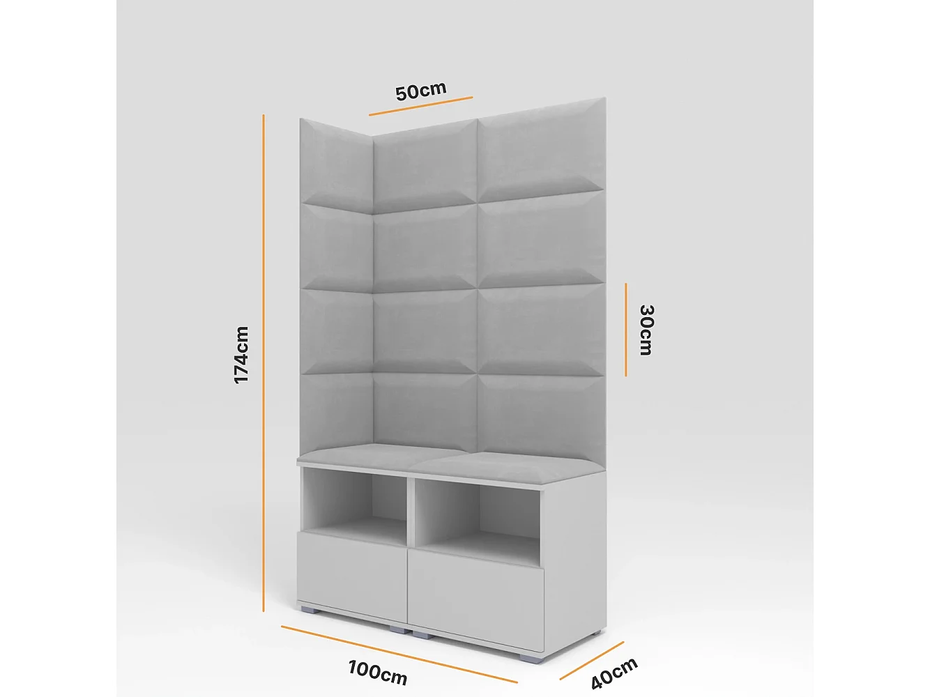 Vestiaire Nela V - 100 cm - Blanc Mat - Trinity 32 - Gris Clair