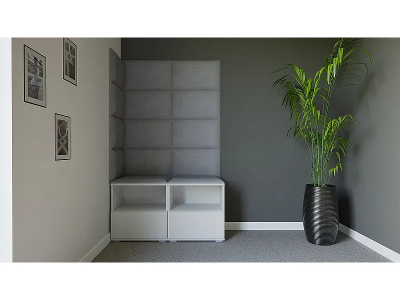 Vestiaire Nela V - 100 cm - Blanc Mat - Trinity 32 - Gris Clair