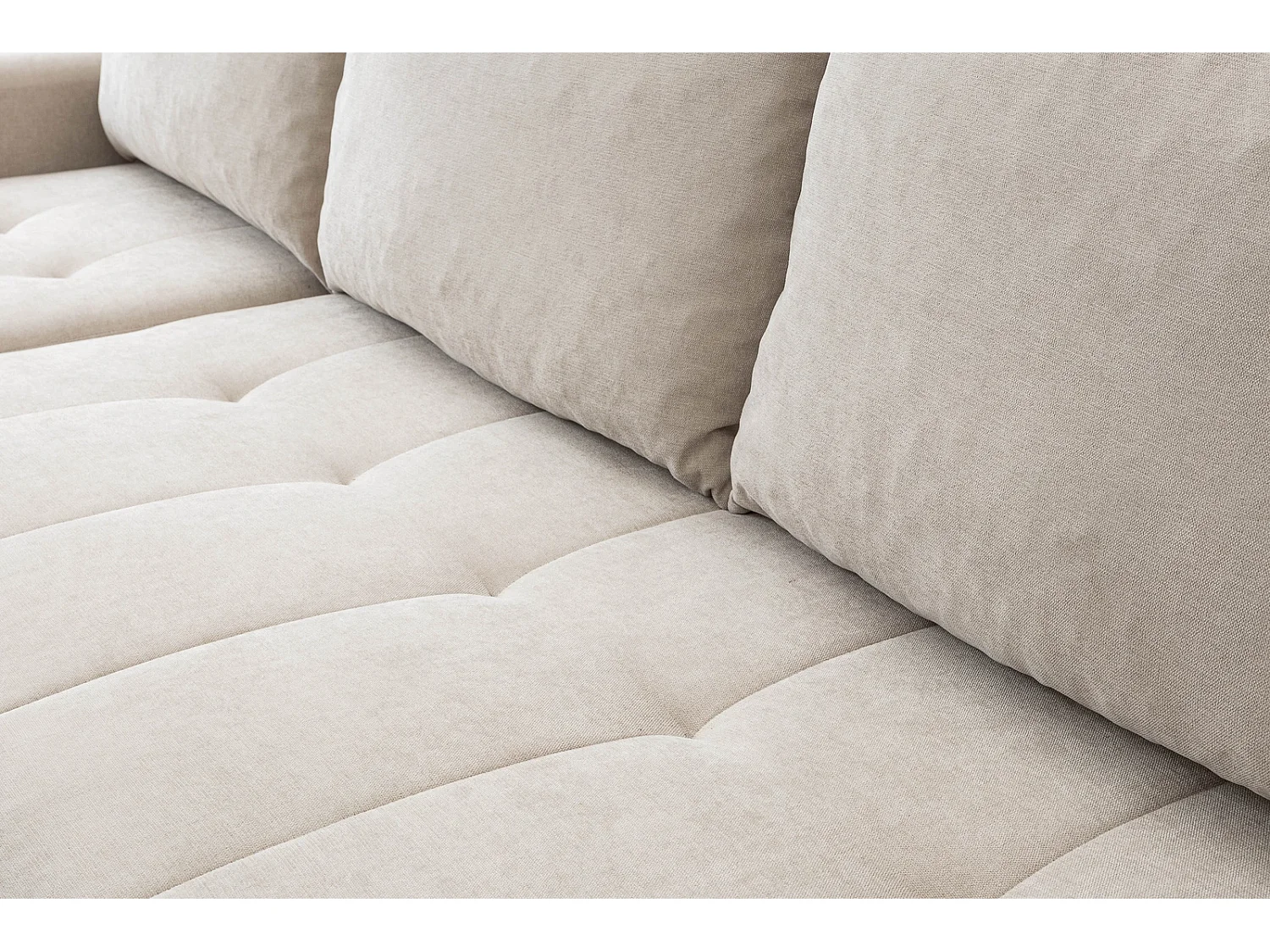 Hoekbank met Slaapfunctie Primo - Chenille Crème Wind 05 - Opbergruimte