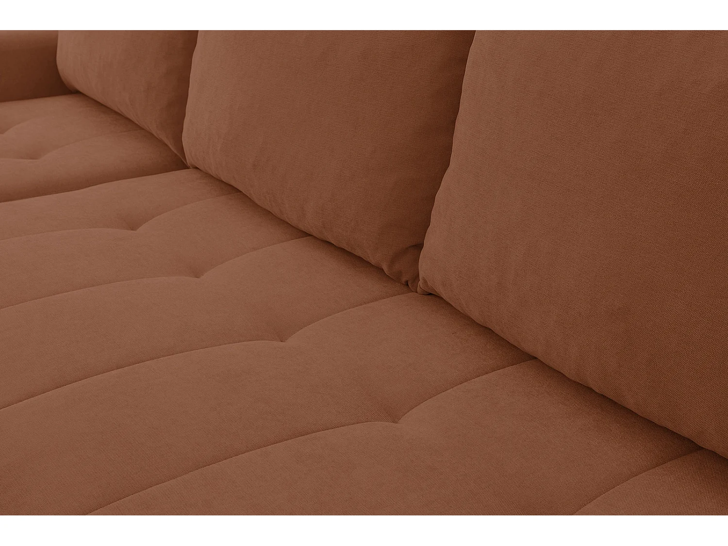 Hoekbank met Slaapfunctie Primo - Chenille Roestbruin Wind 56 - Opbergruimte