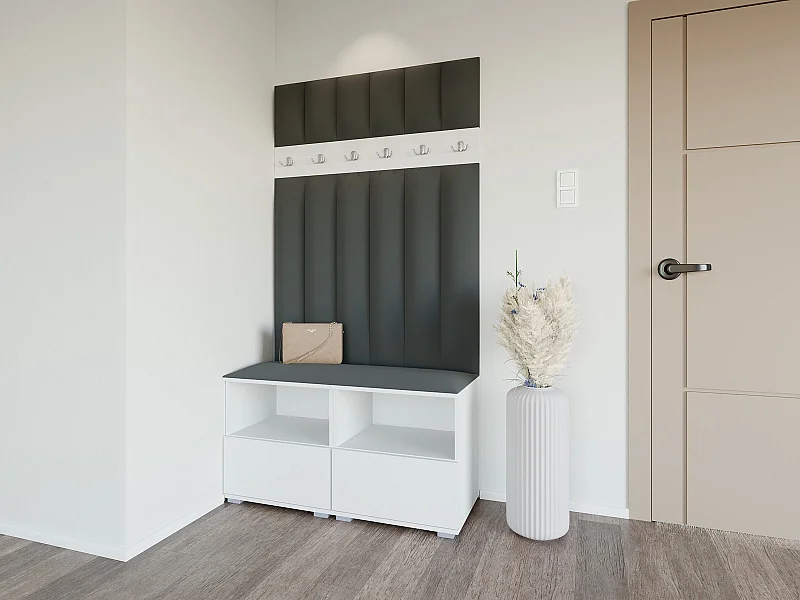 Garderobe Nela III LUX - 100 cm - Matt Weiß - Trinity 15 - Dunkelgrau