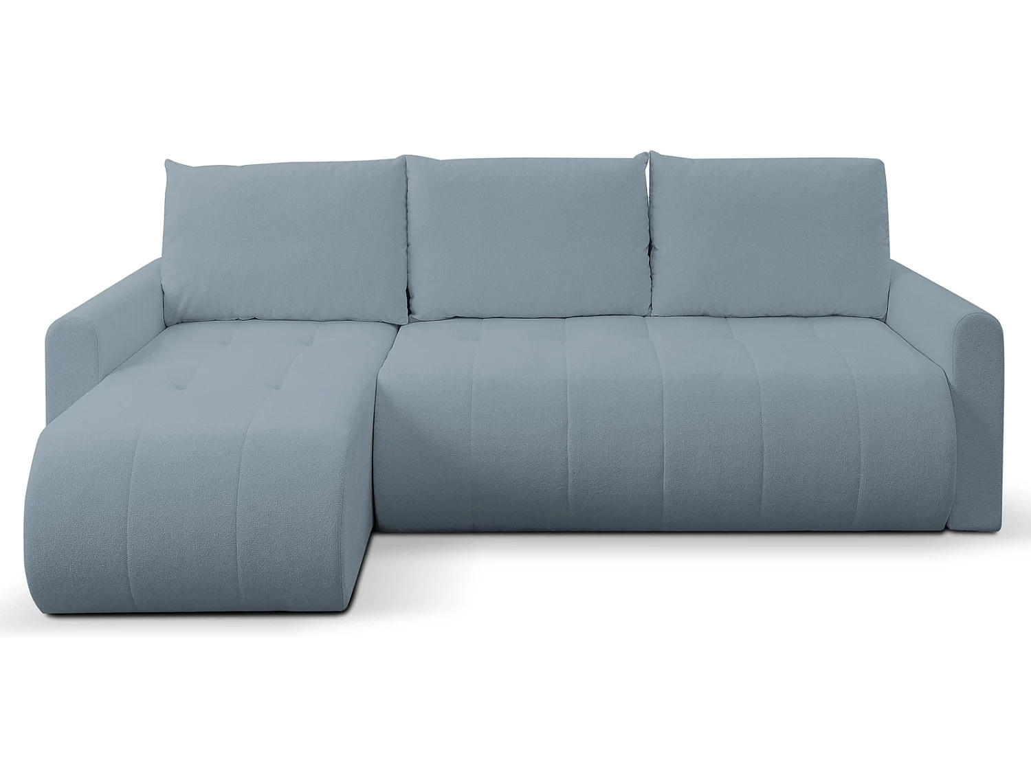 Hoekbank met Slaapfunctie Primo - Geweven Stof Lichtblauw Gerra 60 - Opbergruimte