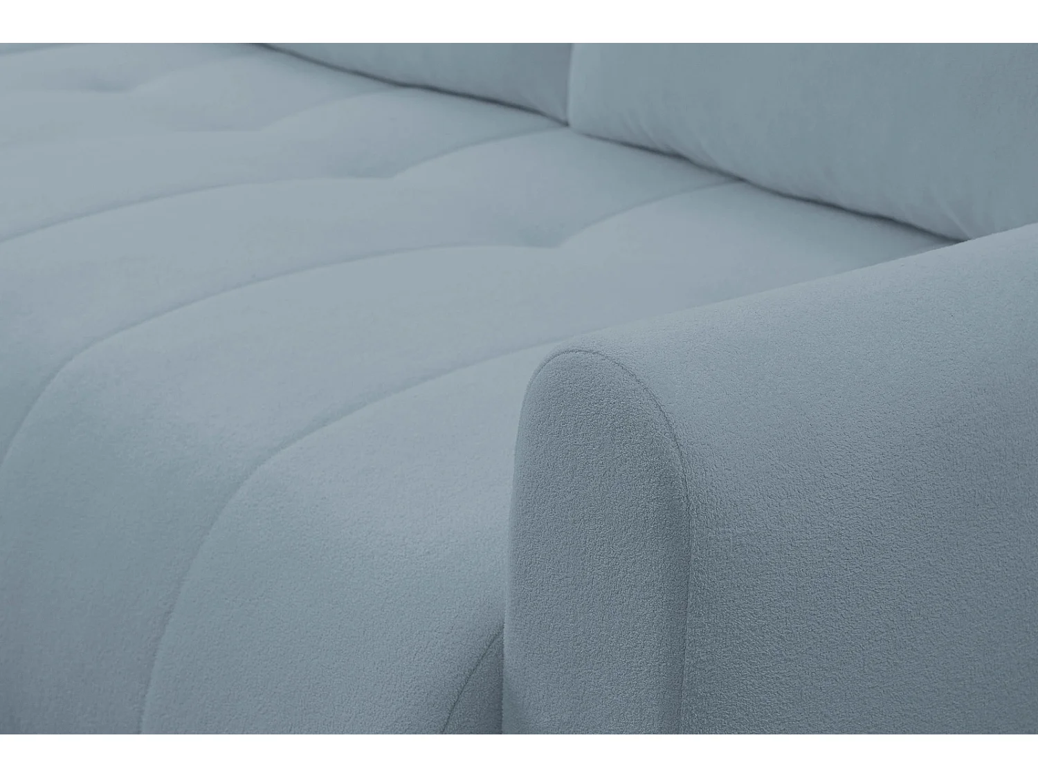 Hoekbank met Slaapfunctie Primo - Geweven Stof Lichtblauw Gerra 60 - Opbergruimte