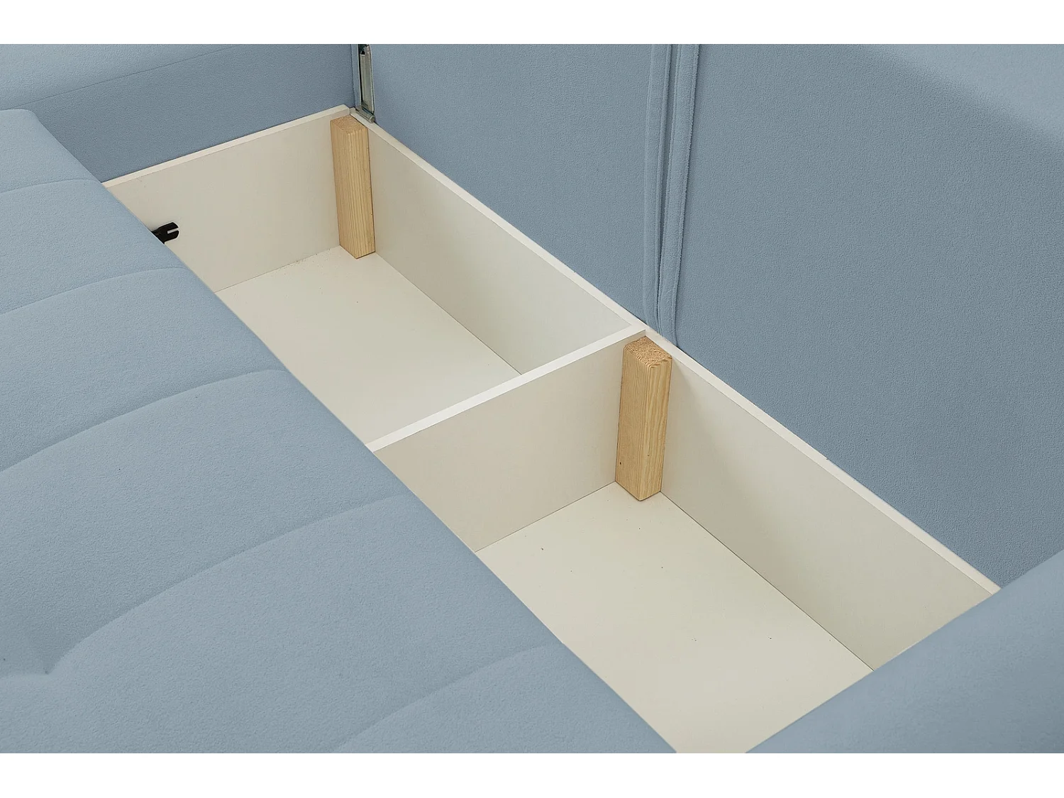 Hoekbank met Slaapfunctie Primo - Geweven Stof Lichtblauw Gerra 60 - Opbergruimte