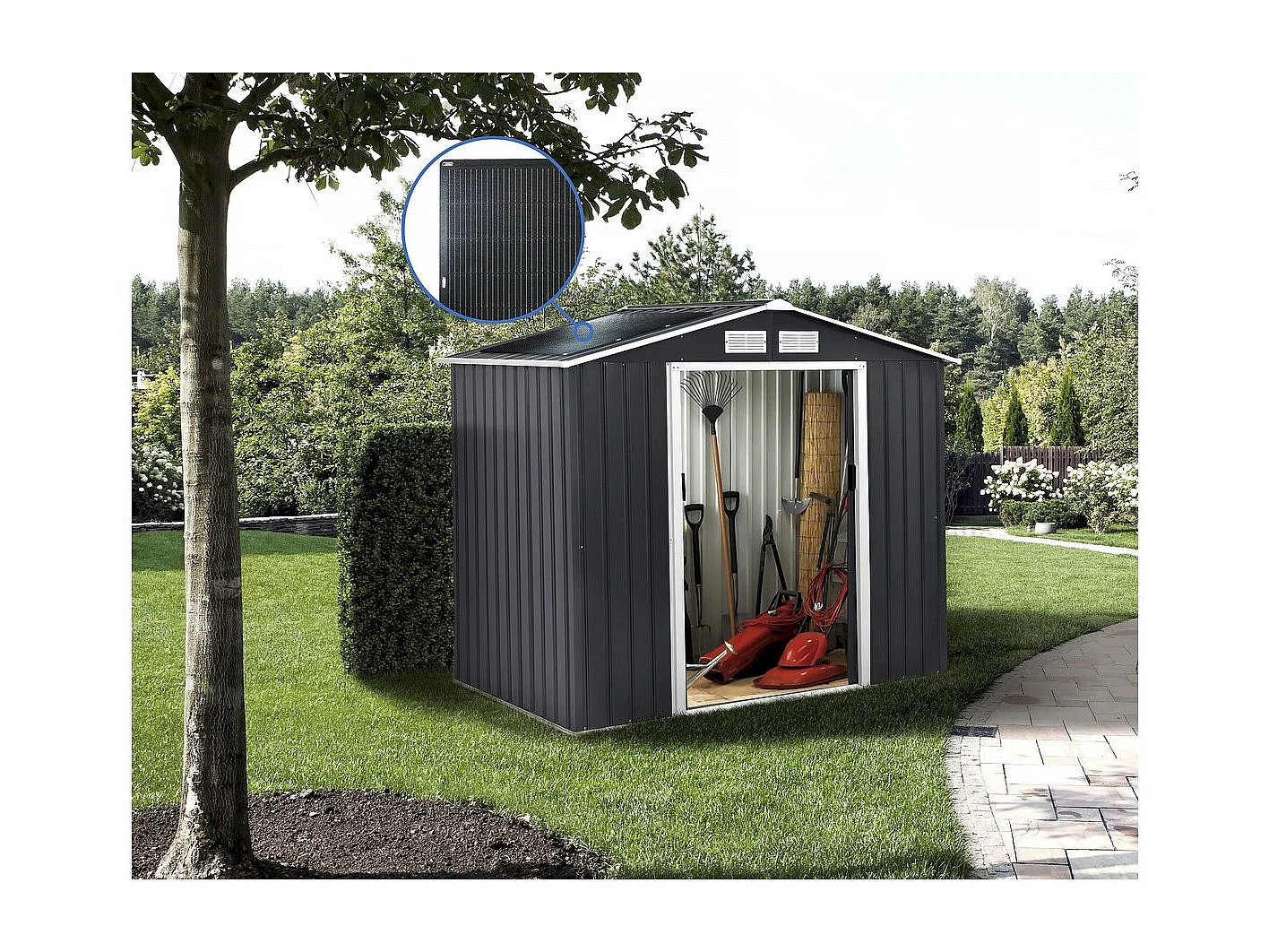 Metallgerätehaus - "Vegas" - 4.07 m² mit Sonnenkollektoren