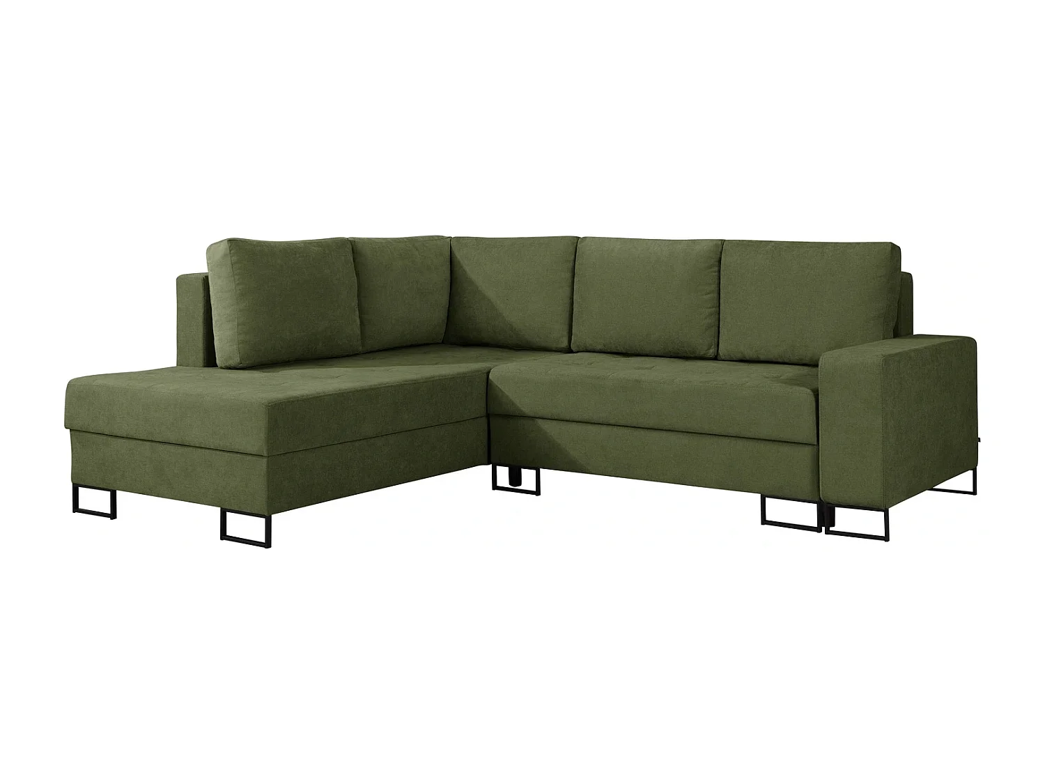 Ecksofa mit Schlaffunktion Links Trevi - Chenille Grün Wind 34 - Metallfüße