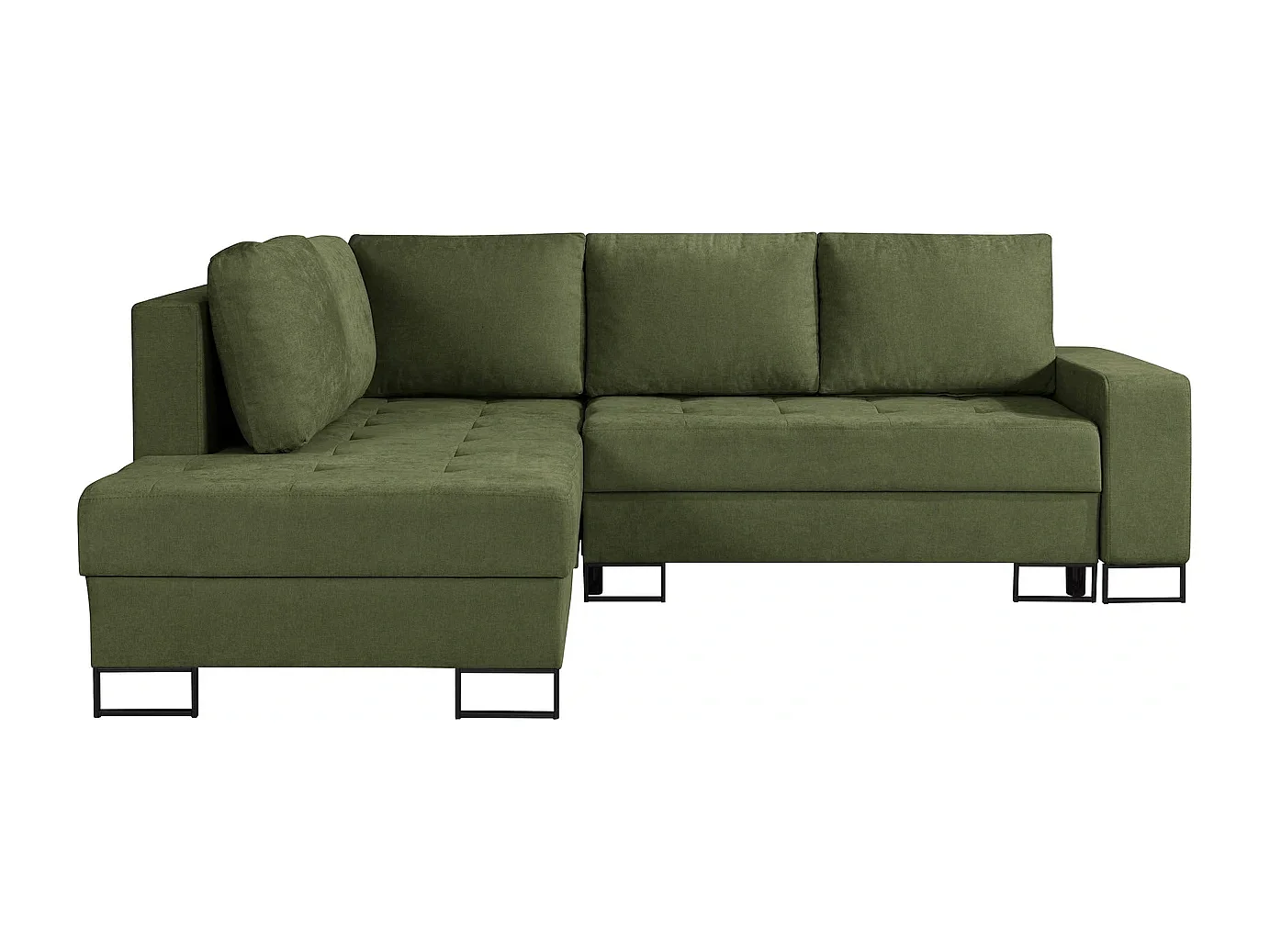 Ecksofa mit Schlaffunktion Links Trevi - Chenille Grün Wind 34 - Metallfüße