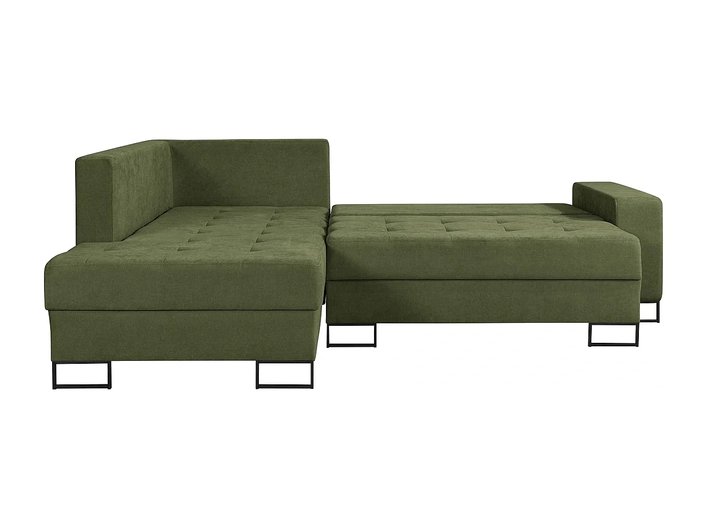 Ecksofa mit Schlaffunktion Links Trevi - Chenille Grün Wind 34 - Metallfüße