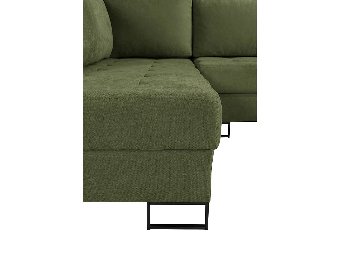 Ecksofa mit Schlaffunktion Links Trevi - Chenille Grün Wind 34 - Metallfüße