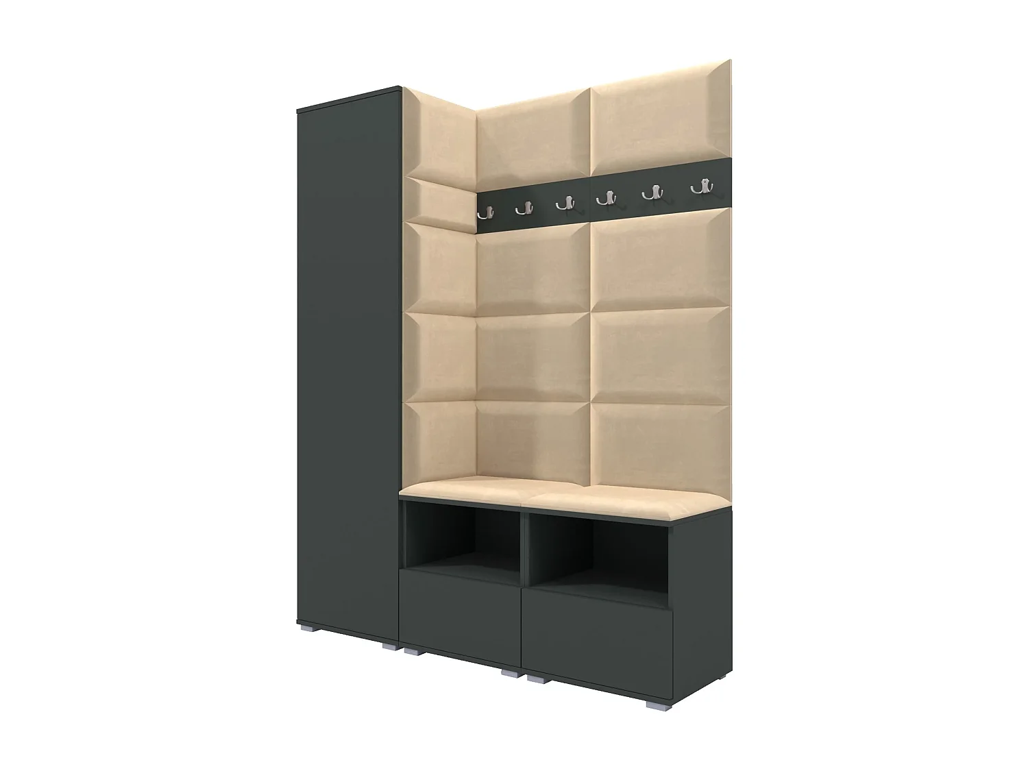 Vestiaire Nela II - 150 cm - Graphite - Trinity 04 - Beige