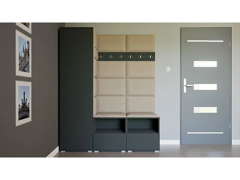 Vestiaire Nela II - 150 cm - Graphite - Trinity 04 - Beige