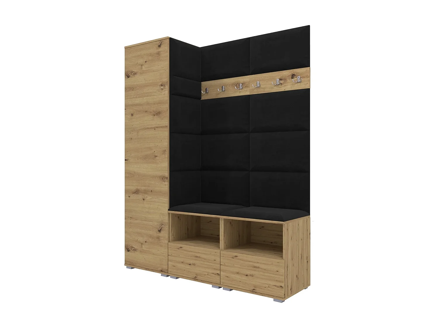 Halcombinatie Nela II - 150 cm - Artisan Eiken - Trinity 16 - Zwart