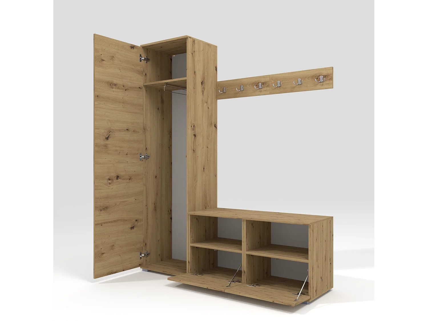 Halcombinatie Nela II - 150 cm - Artisan Eiken - Trinity 16 - Zwart