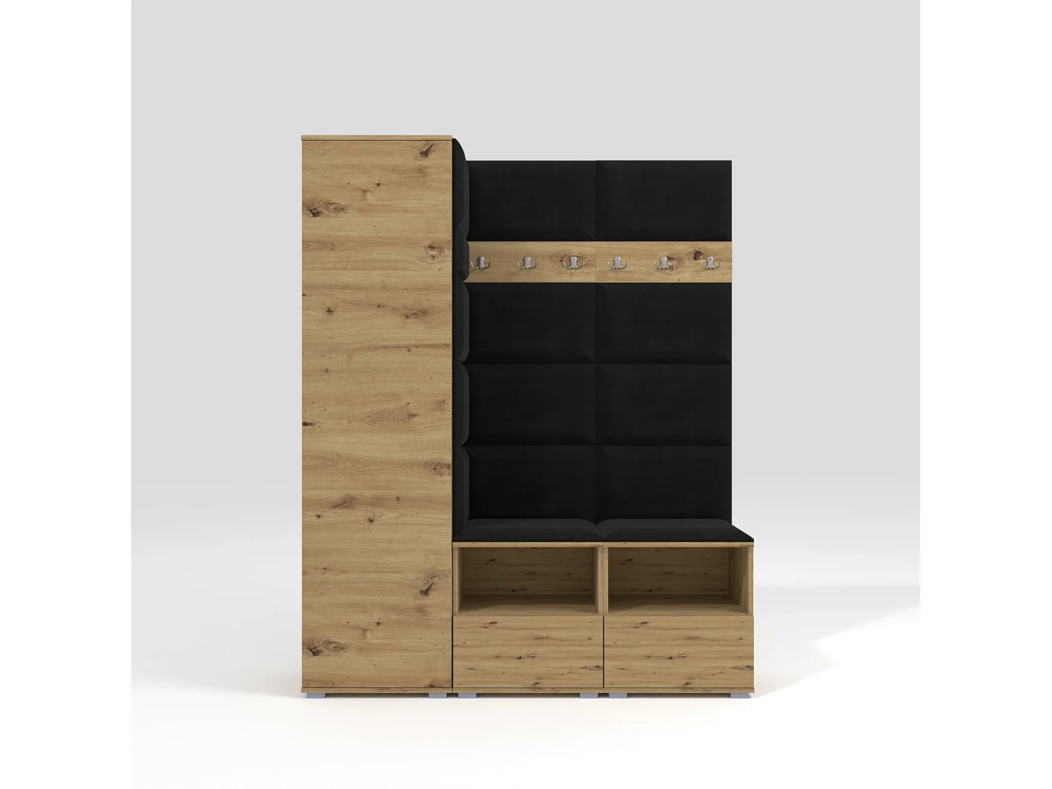 Halcombinatie Nela II - 150 cm - Artisan Eiken - Trinity 16 - Zwart