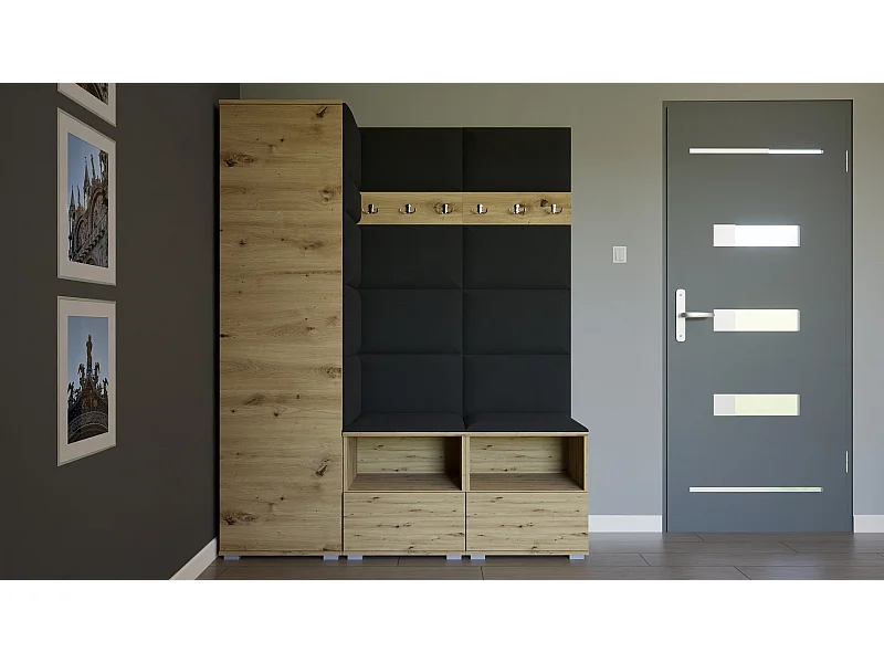 Halcombinatie Nela II - 150 cm - Artisan Eiken - Trinity 16 - Zwart