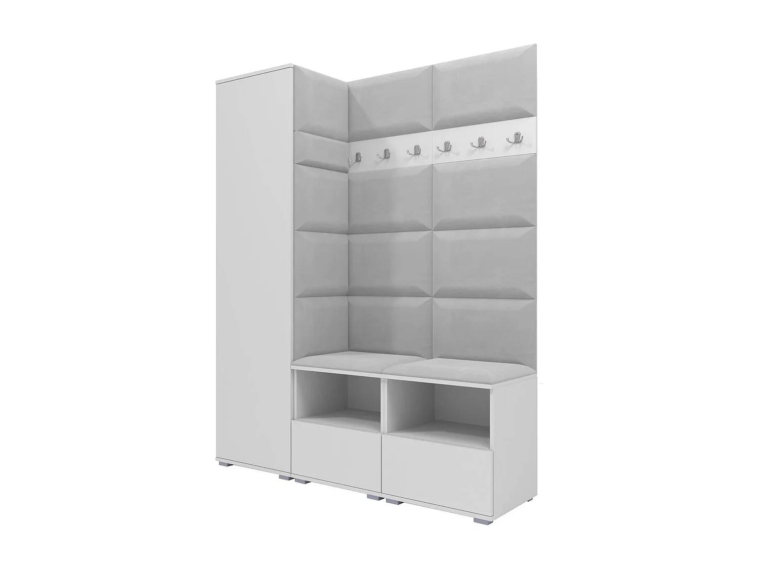 Vestiaire Nela II - 150 cm - Blanc Mat - Trinity 32 - Gris Clair