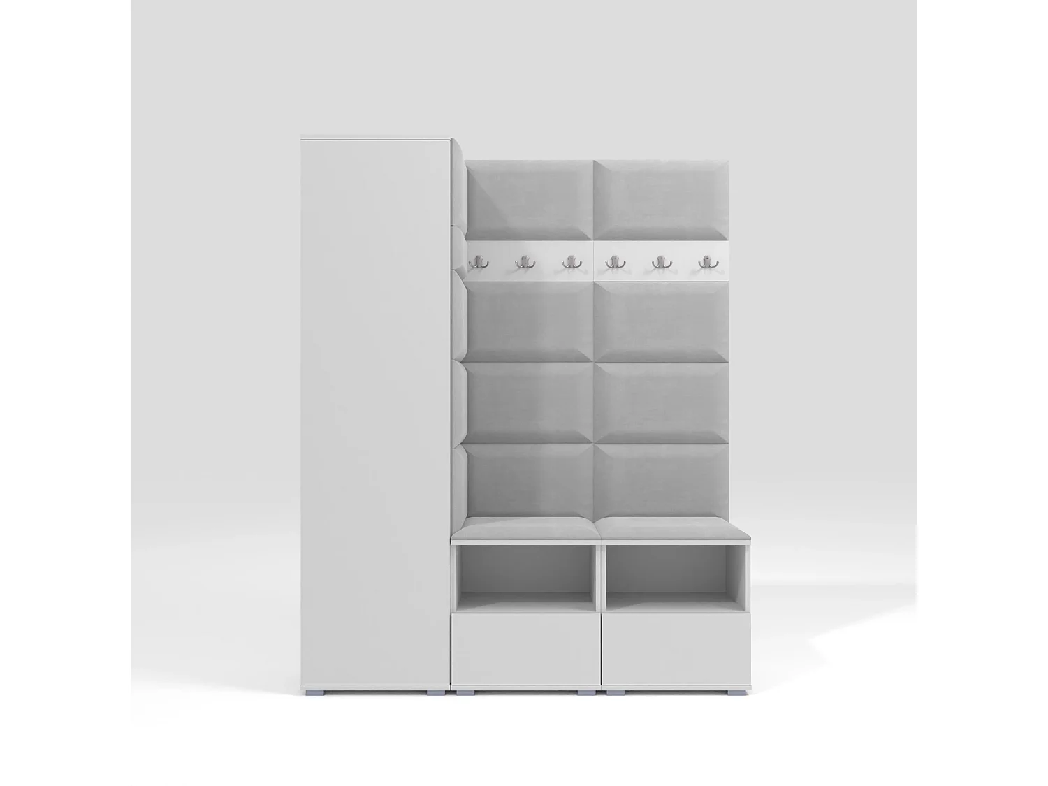 Vestiaire Nela II - 150 cm - Blanc Mat - Trinity 32 - Gris Clair