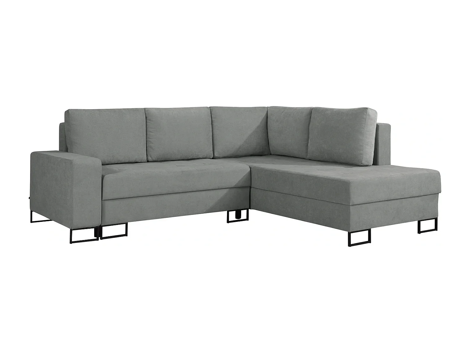 Hoekbank met Slaapfunctie Links Trevi - Chenille Grijs Wind 90 - Metalen Poten