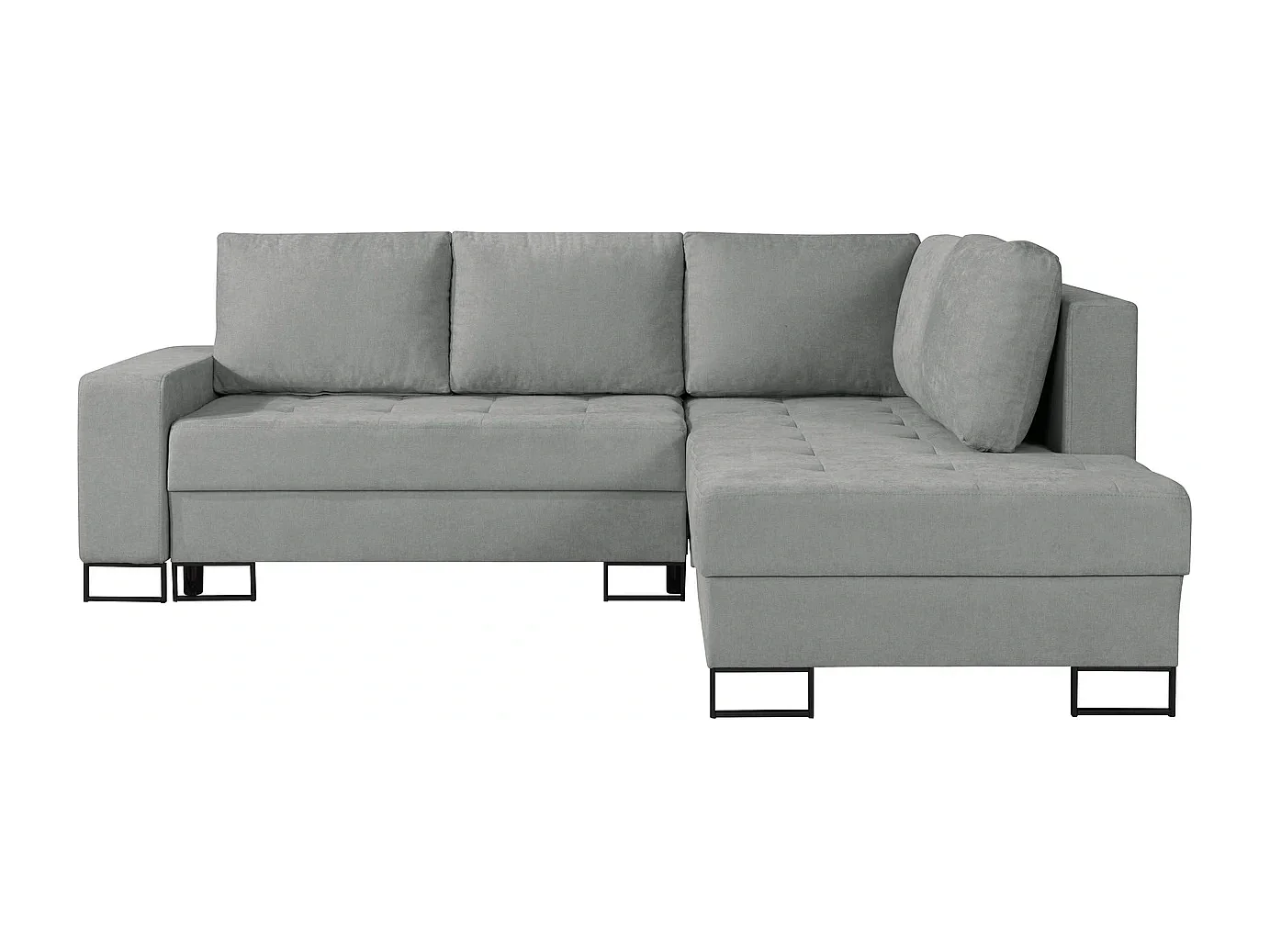 Hoekbank met Slaapfunctie Links Trevi - Chenille Grijs Wind 90 - Metalen Poten