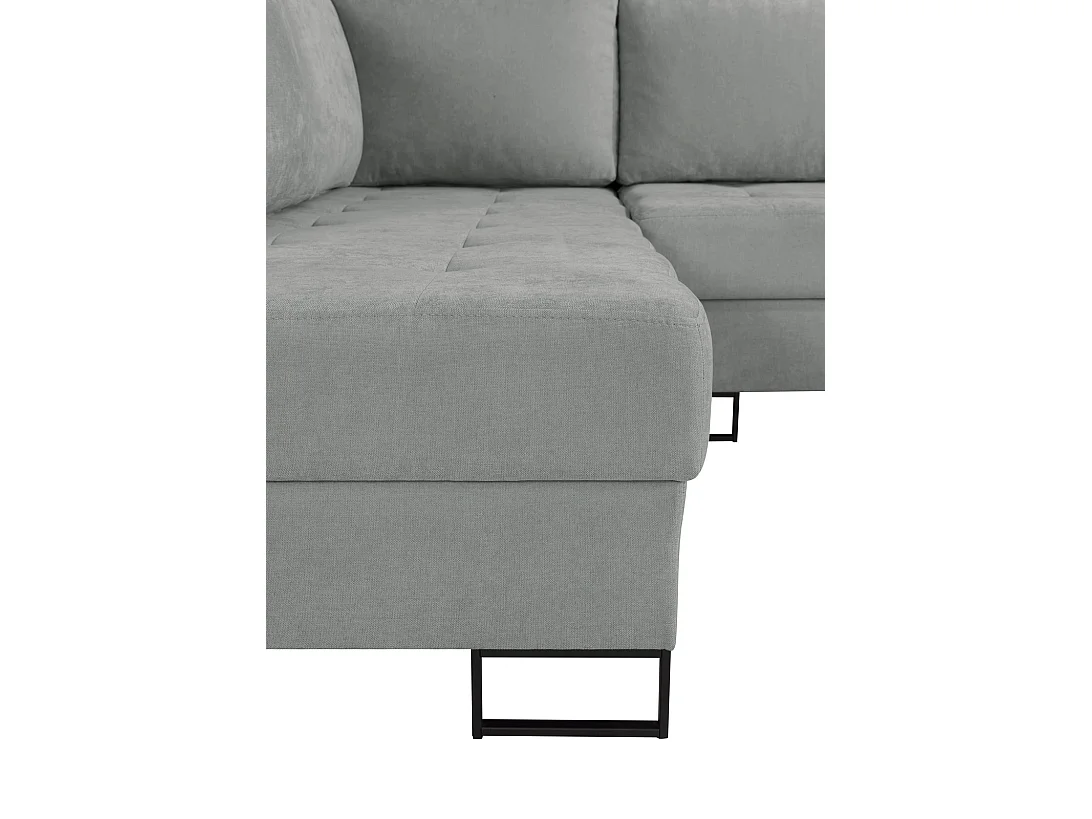 Hoekbank met Slaapfunctie Links Trevi - Chenille Grijs Wind 90 - Metalen Poten