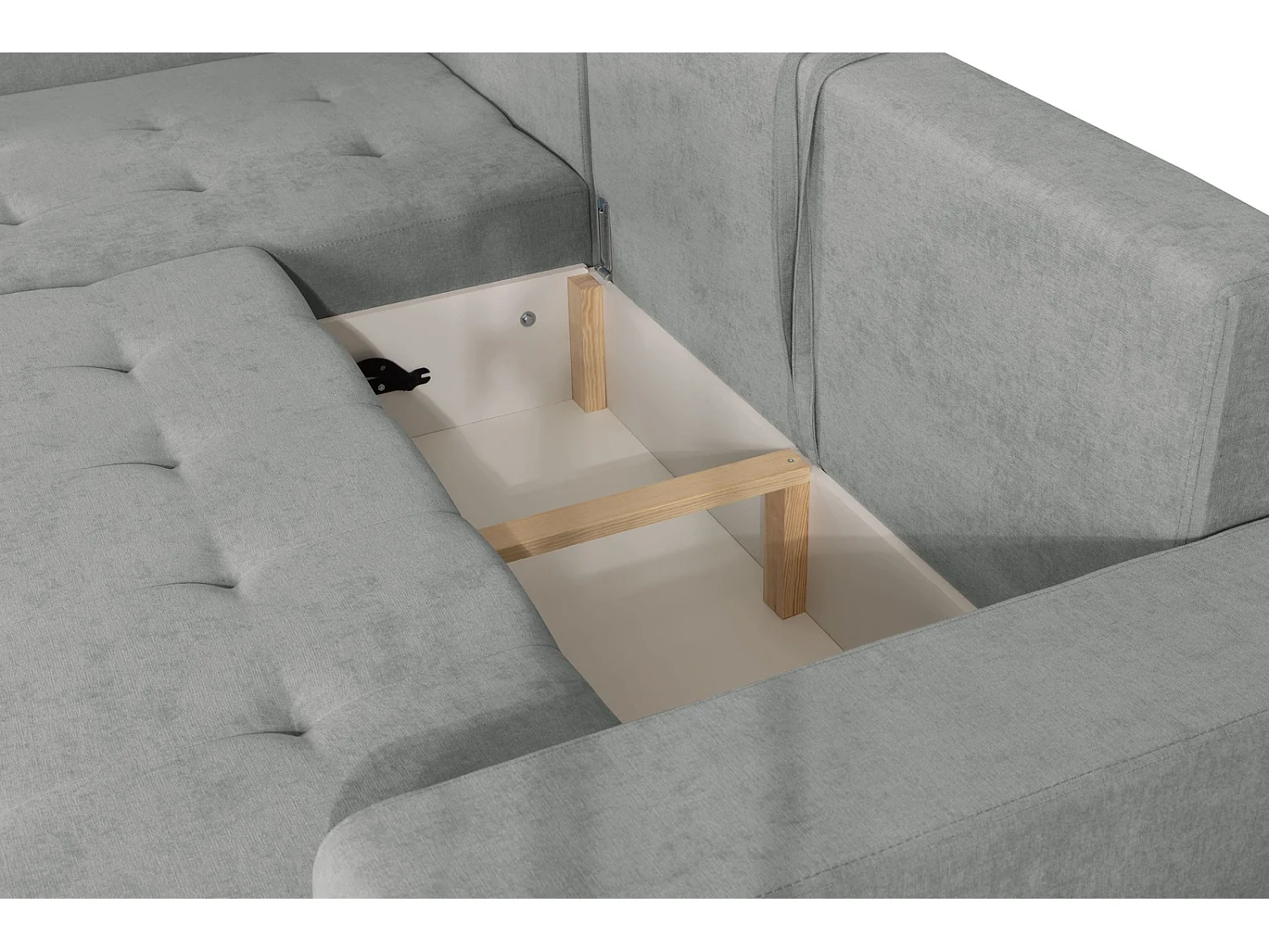 Hoekbank met Slaapfunctie Links Trevi - Chenille Grijs Wind 90 - Metalen Poten