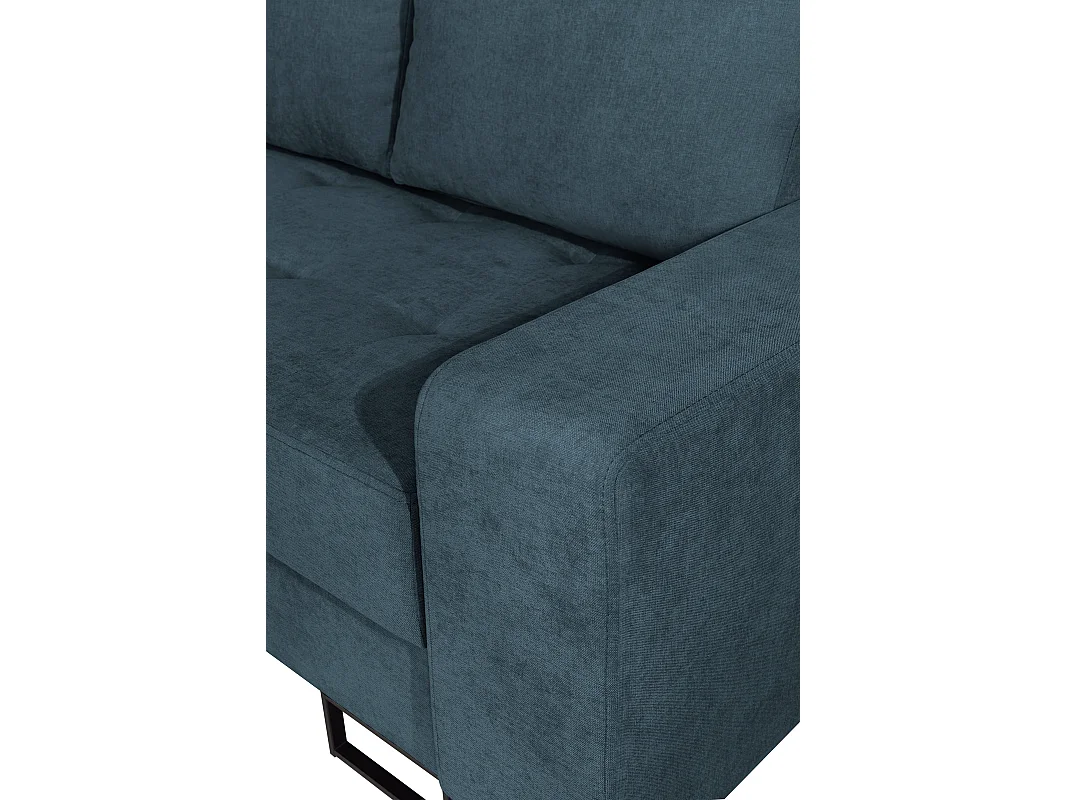 Hoekbank met Slaapfunctie Rechts Trevi - Chenille Donkerblauw Wind 77 - Metalen Poten