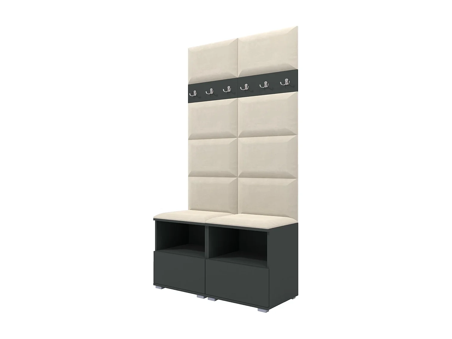 Garderobe Nela III - 100 cm - Graphit - Trinity 01 - Creme