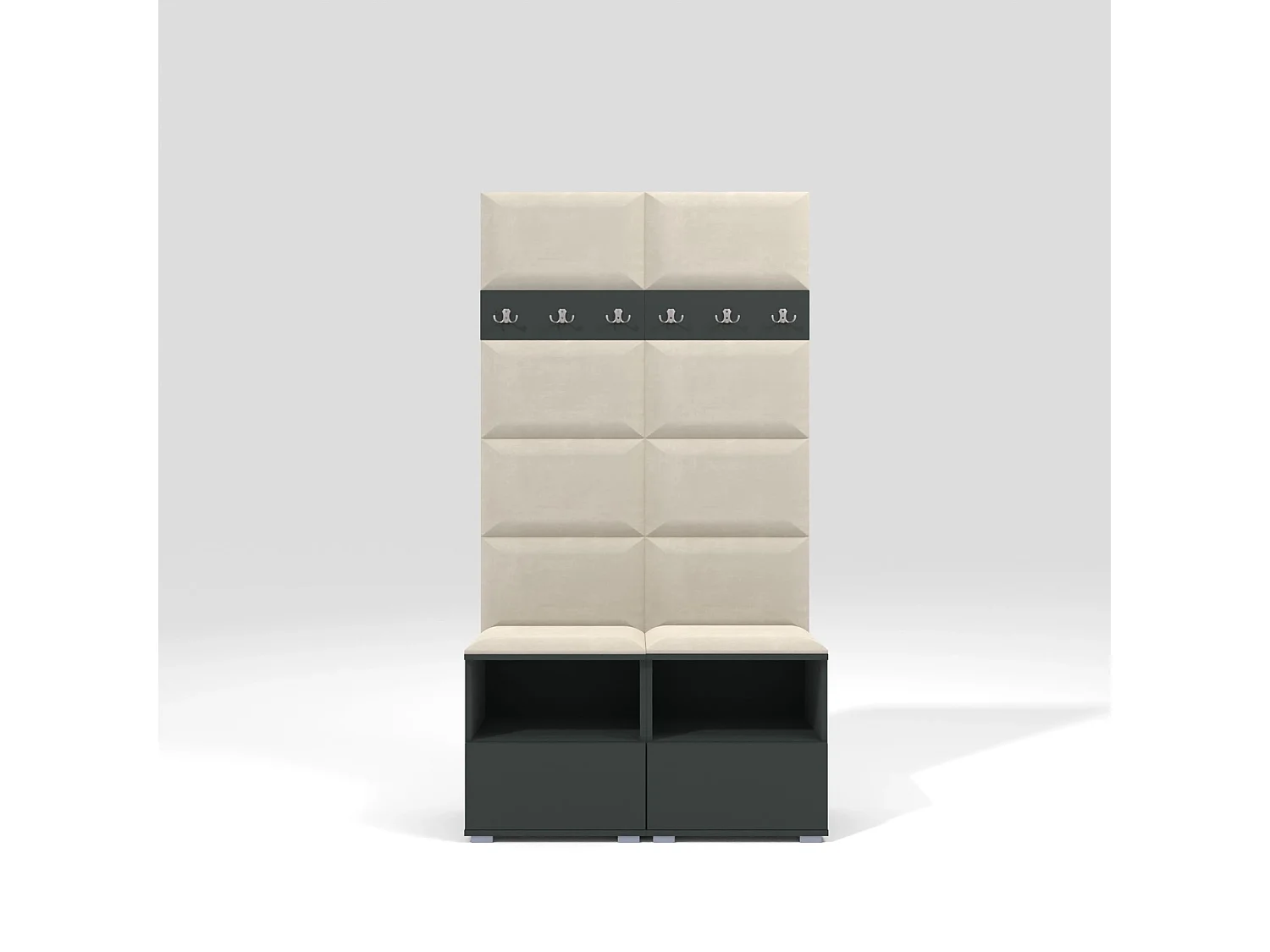 Garderobe Nela III - 100 cm - Graphit - Trinity 01 - Creme