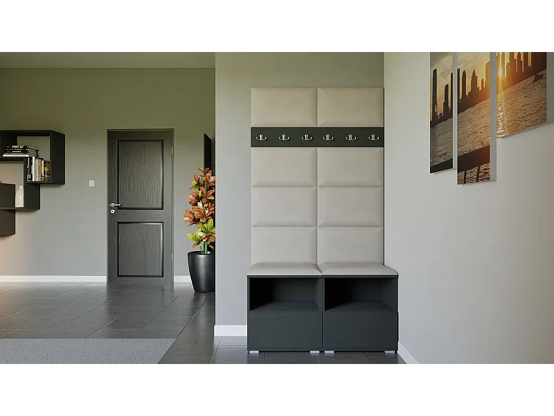 Garderobe Nela III - 100 cm - Graphit - Trinity 01 - Creme