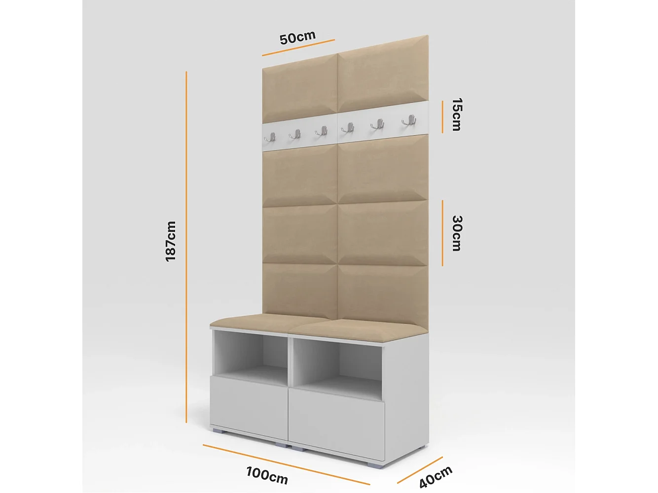 Vestiaire Nela III - 100 cm - Graphite - Trinity 04 - Beige