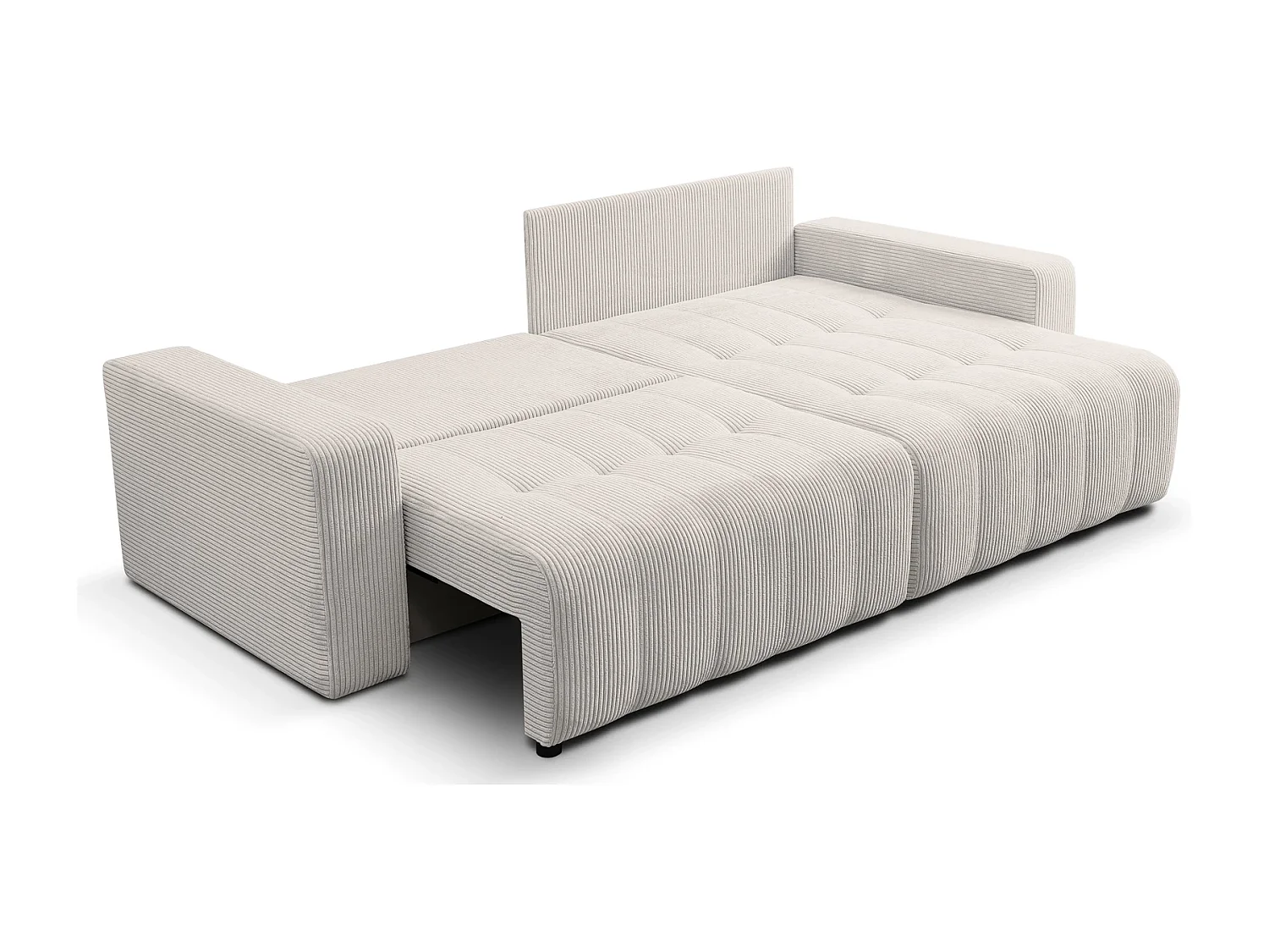 Hoekbank met Slaapfunctie Palermo - Ribfluweel Crème Poso 100 - Opbergruimte